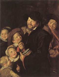 Rommelpot Player with Six Children by Frans Hals