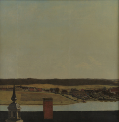 Roof Ridge of Frederiksborg Castle with View of Lake, Town and Forrest by Christen Købke