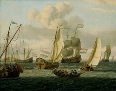 Shipping off Amsterdam by Abraham Storck