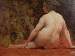 Sitting nude by Emile Baes