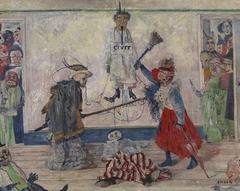 Skeletons fighting over a Hanged Man by James Ensor