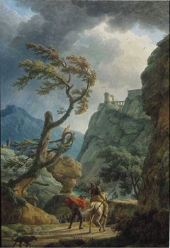 Soldiers in a Mountain Gorge, with a Storm by Claude-Joseph Vernet