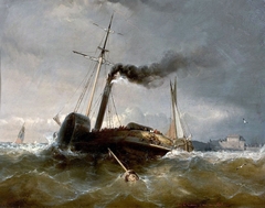 Steamboat at Le Havre by Eugène Le Poittevin