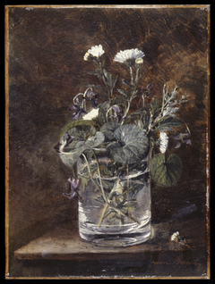 Still Life: Daisies and Violets by Léon Bonvin