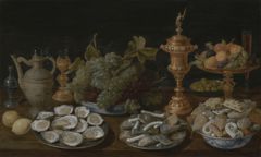 Still Life with Oysters, Fruit and Pastry by Jacob van Es