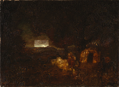 The Canoe Builders by Ralph Albert Blakelock