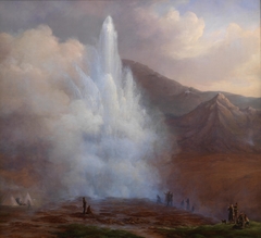 The Eruption of the Great Geyser in Iceland in 1834 by Frederik Theodor Kloss