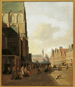 The Fish Market in Haarlem looking towards the Town Hall by Gerrit Adriaenszoon Berckheyde