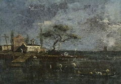 The island of Anconetta, Venice by Francesco Guardi