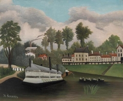 The Laundry Boat of Pont de Charenton (Le Bateau-lavoir du Pont de Charenton) by Henri Rousseau