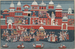 The marriage procession of Aniruddha.  Illustration from a Bhagavata Purana manuscript. by Anonymous