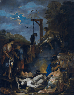 =The witches' Sabbath by moonlight by Domenicus van Wijnen