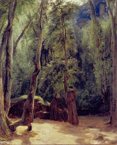 Two monks in the park of Terni by Carl Blechen