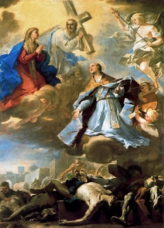 San Gennaro intercede presso la Vergine, Cristo e il Padre Eterno per la peste by Luca Giordano