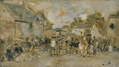 Village Market by Eugène Louis Boudin