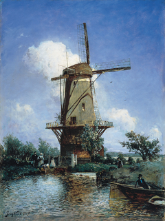 Windmill near Delft by Johan Jongkind