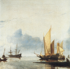 A Dutch Yacht and Other Vessels Becalmed near the Shore by Hendrick Dubbels