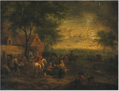 A Halt with Caravans by Philips Wouwerman