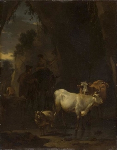 A Shepherd and a Shepherdess with Animals by Nicolaes Pieterszoon Berchem