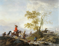 A stag hunt by Philips Wouwerman