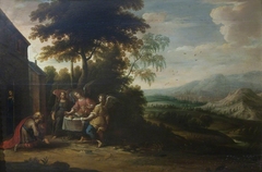 Abraham and Sarah visited by Three Angels by studio of Frans Francken II