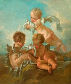 Air: Three Putti with Birds by François Boucher