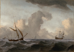 An English Galliot at Sea Running before a Strong Wind by Willem van de Velde the Younger