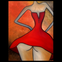 Backdraft - Original Abstract painting Modern pop Art Contemporary red dress nude by Fidostudio by Tom Fedro