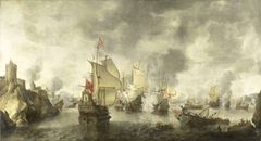 Battle of the Combined Venetian and Dutch Fleets against the Turks in the Bay of Foya, 1649 by Abraham Beerstraten