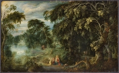 Baumlandschaft mit Ruhe auf der Flucht nach Ägypten by Alexander Keirincx