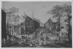 Belebte Straße in einer flämischen Stadt by Sebastiaen Vrancx