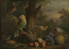 Birds and Fruit in a Landscape by Jakob Bogdani