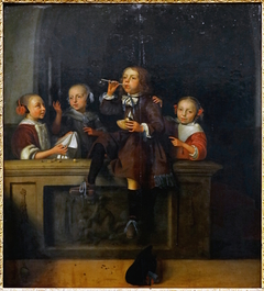 Blowing Bubbles by Pieter Cornelisz van Slingelandt