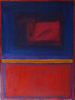 BLUE OVER RED 04.06.11, 40in X 30in, Oil on Canvas, Steve Hendrickson; NFS; Collection: Andrea Hendrickson by Steve Hendrickson