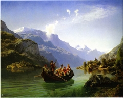 Bridal Procession on the Hardangerfjord by Adolph Tidemand