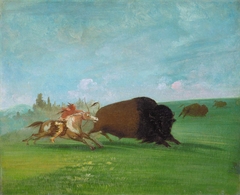 Buffalo Chase, a Single Death by George Catlin