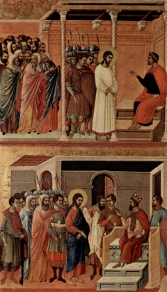 Christ before Pilate Again (top); Christ Before Herod (bottom) by Duccio di Buoninsegna