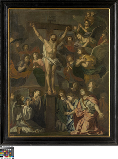 Christ on the cross surrounded by angels by Charles Le Brun