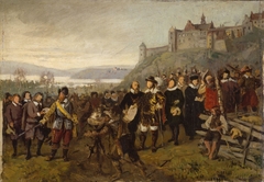 Christian IV founding Christiania. Sketch by Adolph Tidemand