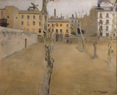 Courtyard of the old Barcelona prison (Courtyard of the 'lambs') by Ramon Casas i Carbó