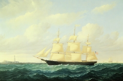 Dashing Wave Clipper Ship off Boston Light by William Bradford