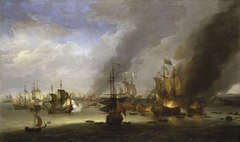 Destruction of the ''Soleil Royal'' at the Battle of La Hogue, 1692. by Adriaen van Diest