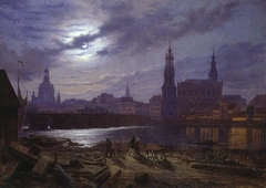 Dresden i måneskinn by Knud Baade