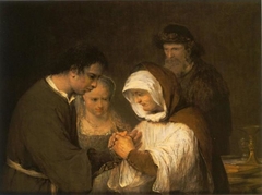 Edna zegent Tobias en Sara by Aert de Gelder