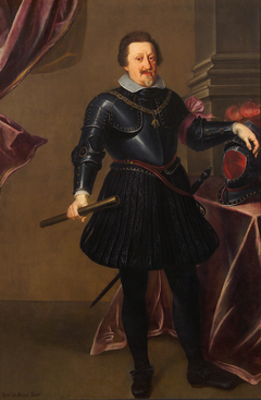 Emperor Ferdinand II. (1578-1637) in black armor, full-length by Georg Pachmann