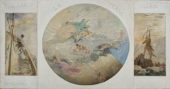 Esquisse pour la salle à manger de l'Hôtel de Ville de paris : L'Eau, la Terre, l'Air by Paul-Louis Delance