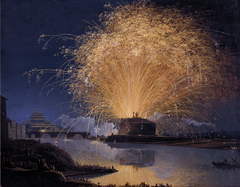 Fireworks over Castel Sant'Angelo in Rome by Jacob Philipp Hackert