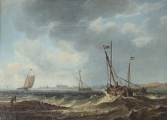 Fishing Boats on a Choppy Sea by James Wilson Carmichael