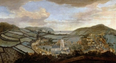 Four Views from Dunster Castle: the Village of Dunster, with the Church in the centre, looking North West towards the Sea; Minehead in the distance by attributed to Robert Griffier