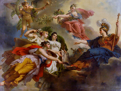 France, under the guise of Minerva, Protecting the Arts by Charles Meynier